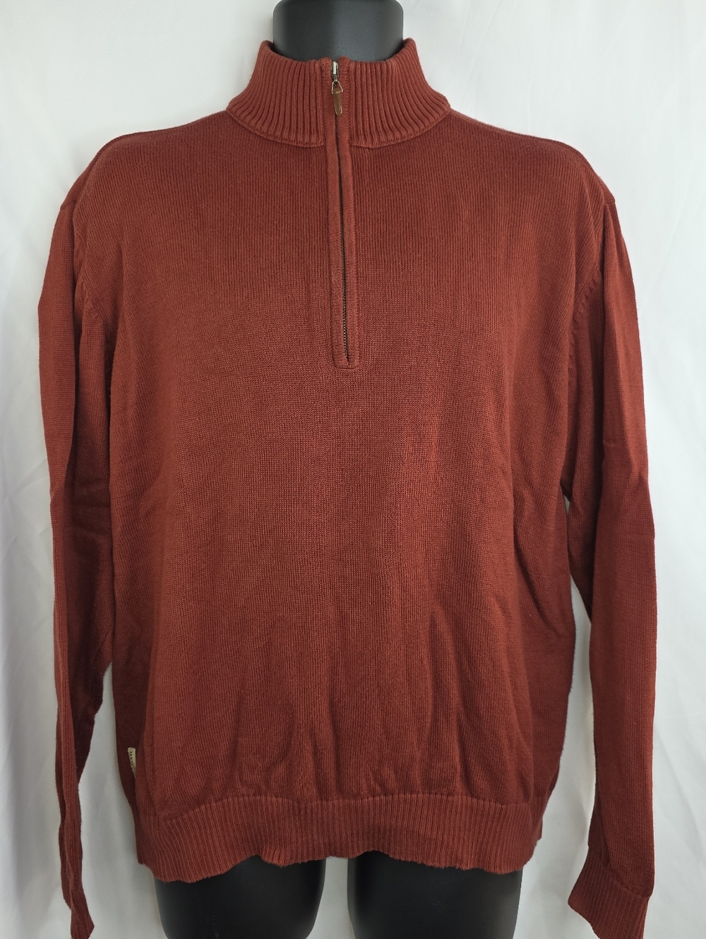 Ashworth Men's Half-Zip Sweater Pullover Orange Rust Cotton Size Large CR-3648